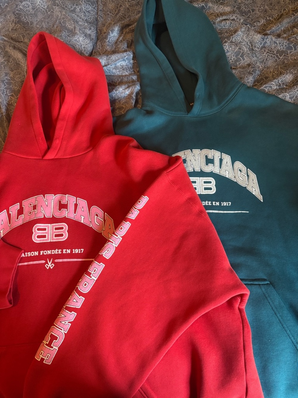 (2) Maison Fondée Balenciaga (Red) and (Turquoise)